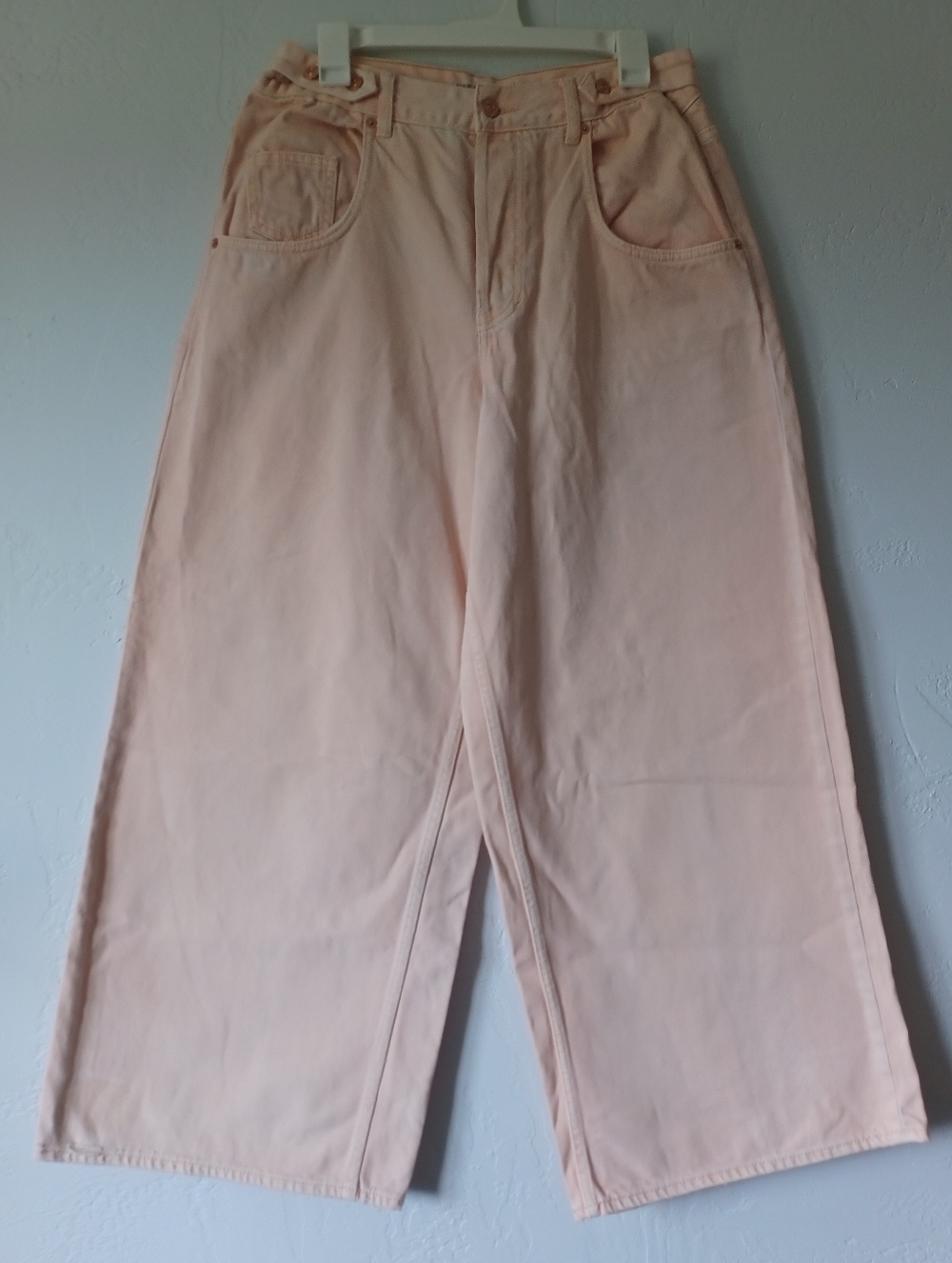 We The Free Electric Feeks Light Peach High-Waist Wide Leg Jeans
